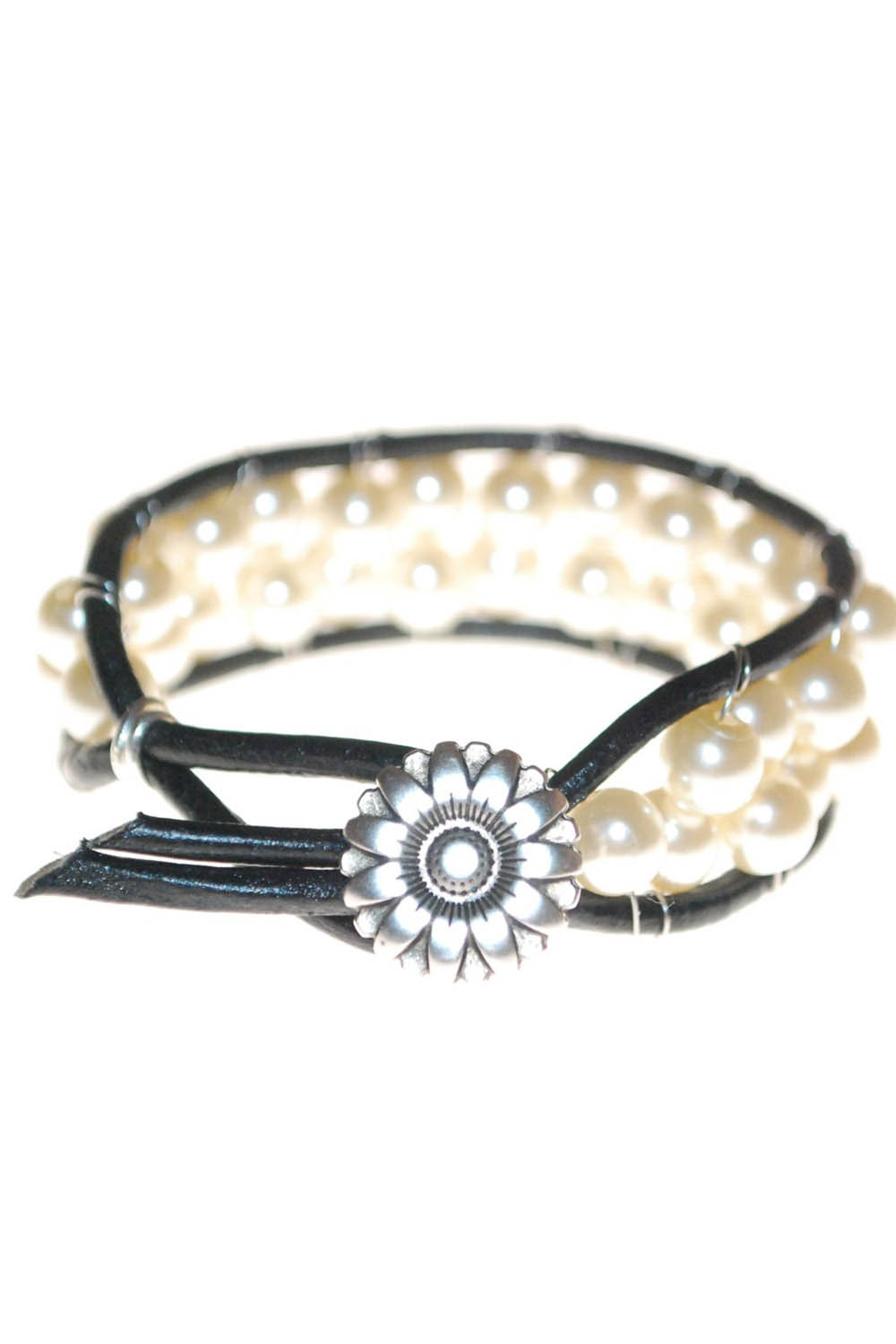 Handmade Leather Pearl Bracelet