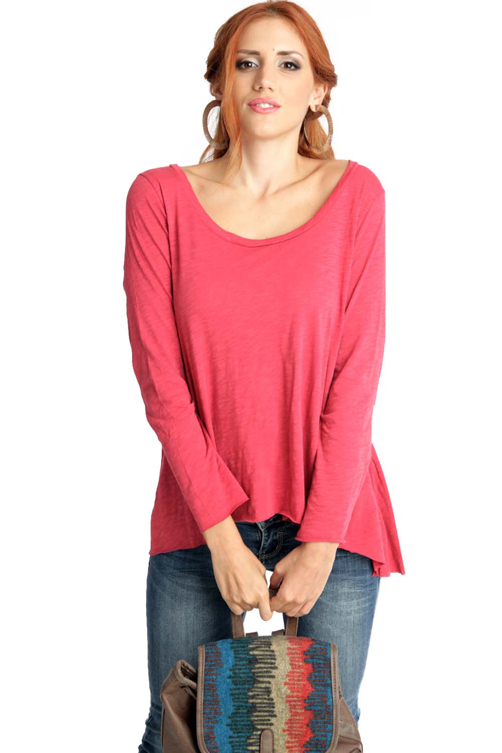 Red Round Neck Blouse