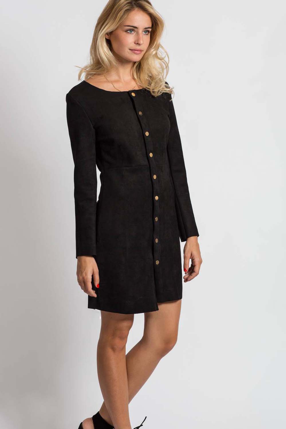 Suede Buttons Dress